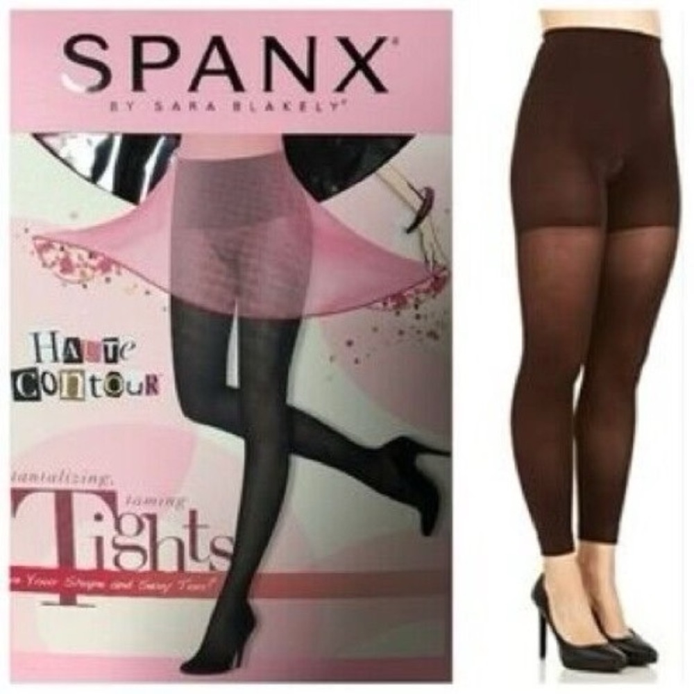 NWT Spanx Assets Falutin Footless Black Control Mid Tights Shapewear Size F 2x